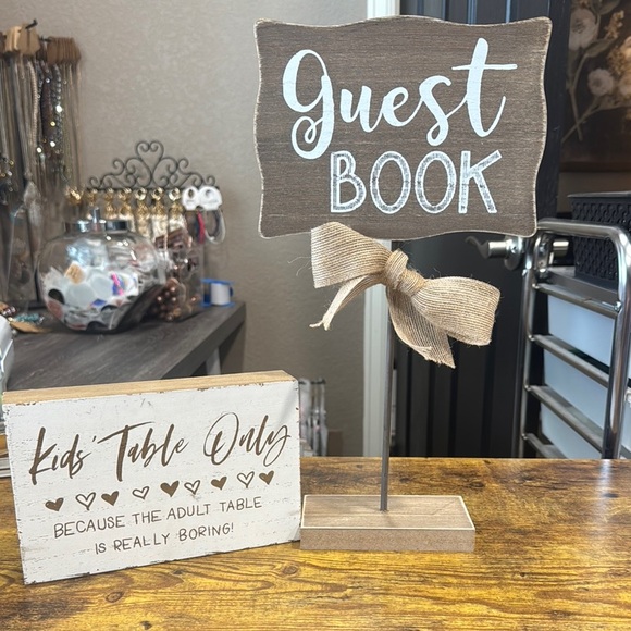 Rustic Guest Book and Kids Table Signs - Picture 1 of 3